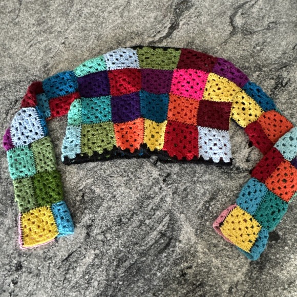 Women Handmade Retro Open Cardigan Crochet Square Knitted Sweaters‎ #990 - Picture 14 of 14